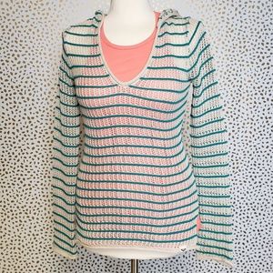 Roxy Lot Teal Striped Hooded Sweater & Tank Top